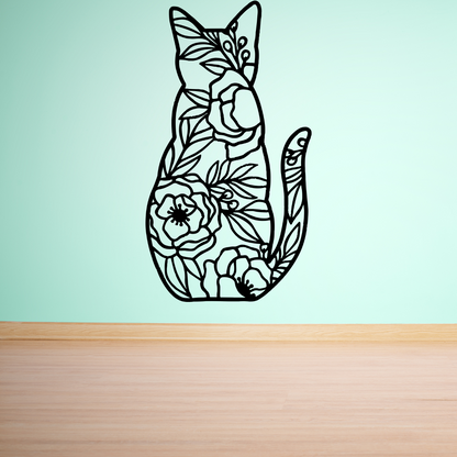 Floral Cat Metal Art