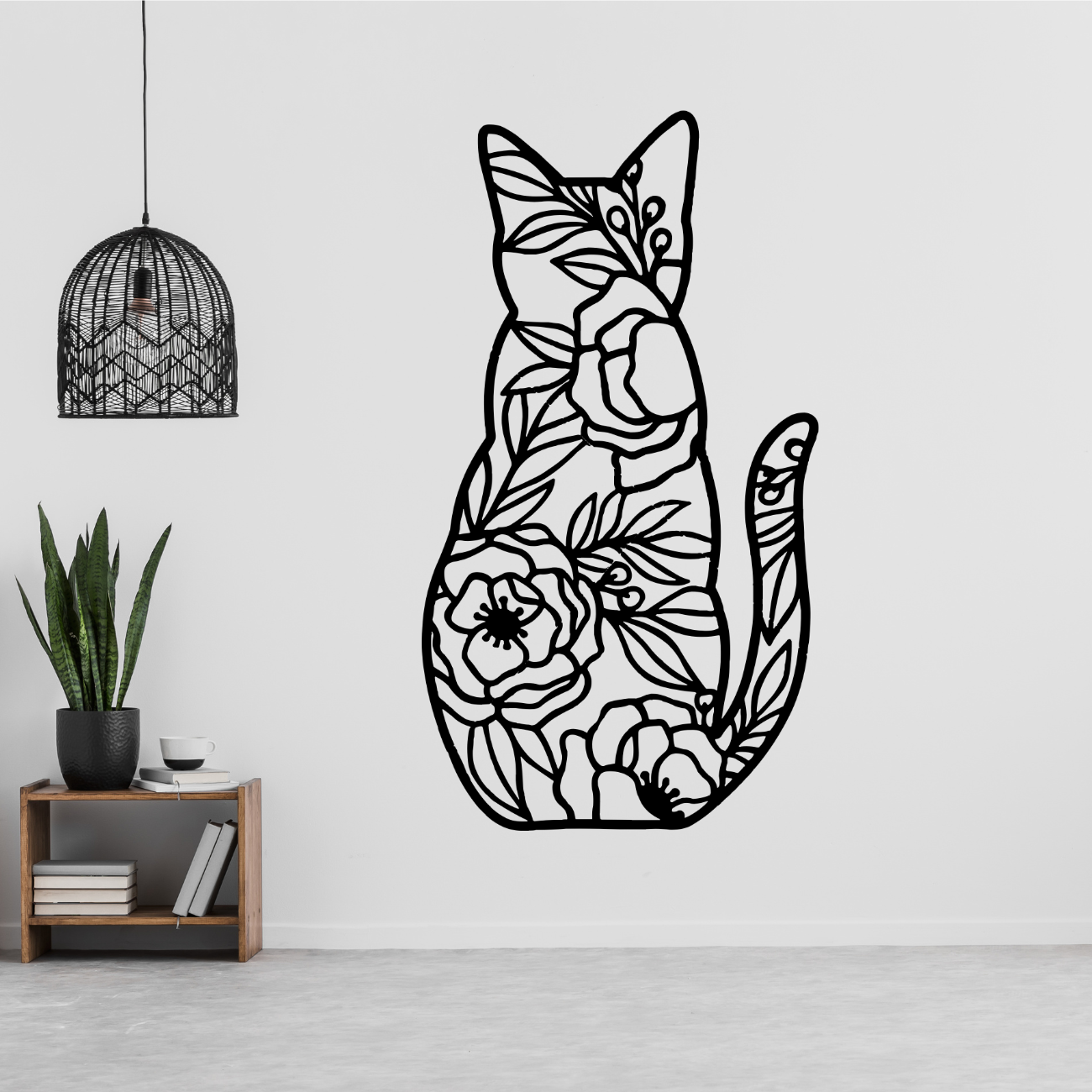 Floral Cat Metal Art